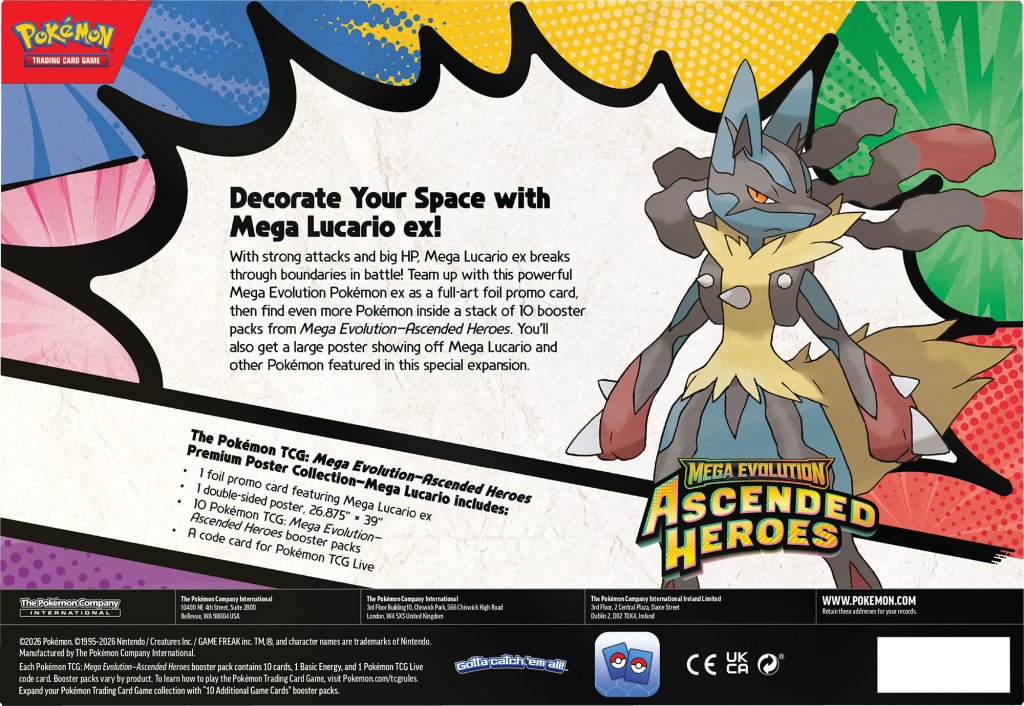 Pokémon TCG: Mega Evolution—Ascended Heroes Premium Poster Collection—Mega Lucario or Mega Gardevoir