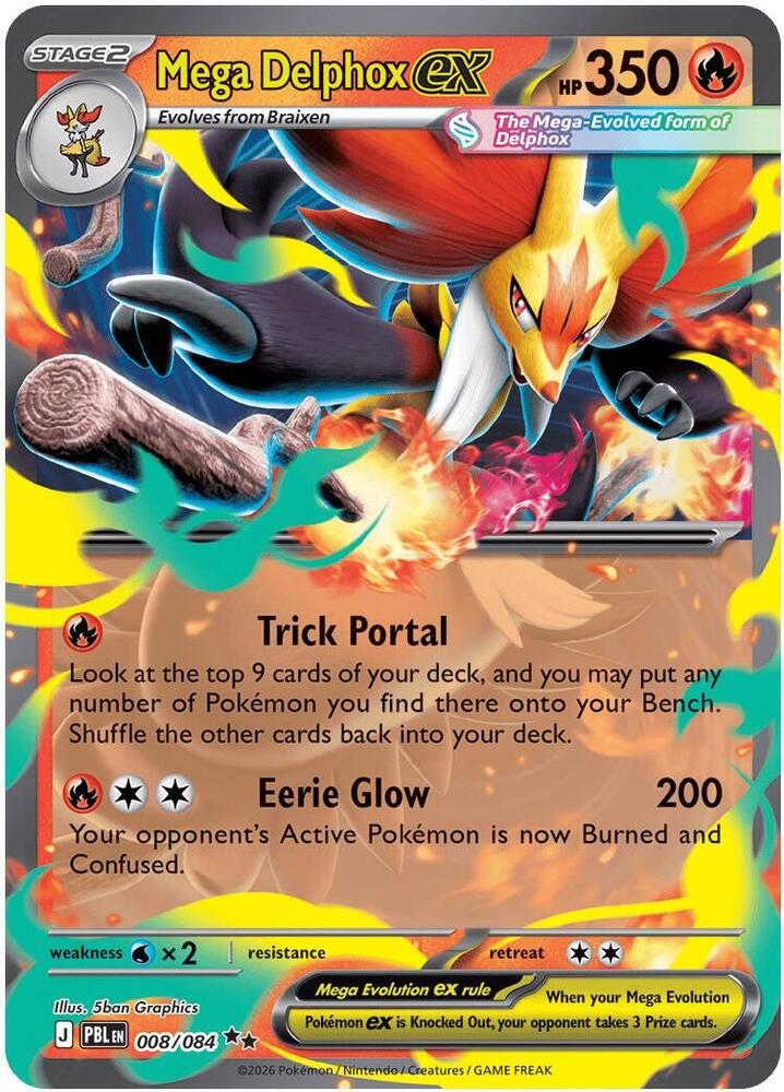 Mega Delphox ex 008/084 (ME05: Pitch Black)  - Holofoil