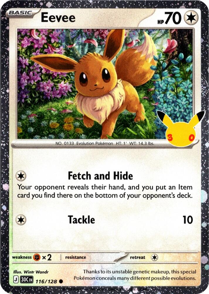 Eevee 116 128 30th Celebration 116/128 (Blister Exclusives)  - Holofoil