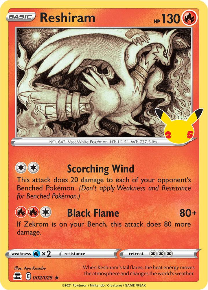 Reshiram 002/025 (Celebrations)  - Holofoil