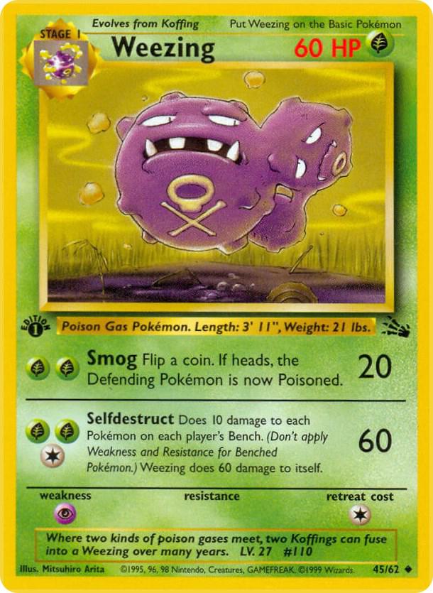 Weezing 45/62 (Fossil)  - 1st Edition