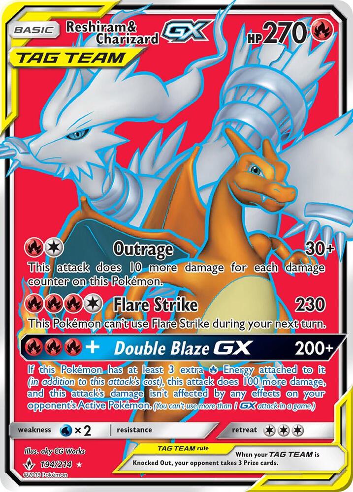 Reshiram & Charizard GX 194/214 (SM - Unbroken Bonds)  - Holofoil