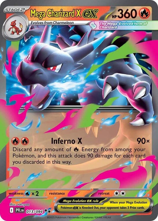 Mega Charizard X ex 013/094 (ME02: Phantasmal Flames)  - Holofoil