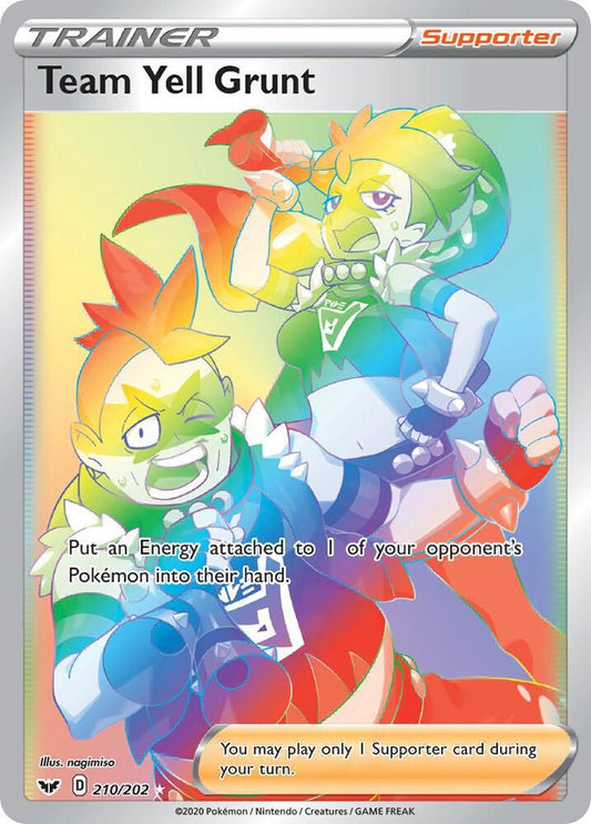 Team Yell Grunt Secret 210/202 (SWSH01: Sword & Shield Base Set)  - Holofoil