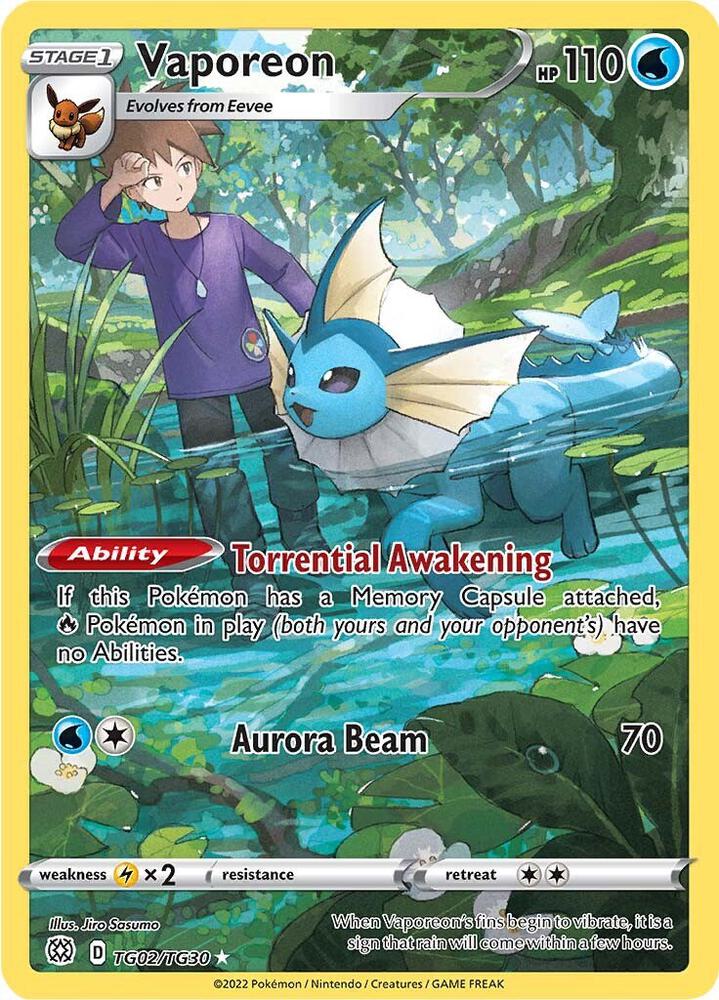 Vaporeon TG02/TG30 (SWSH09: Brilliant Stars Trainer Gallery)  - Holofoil