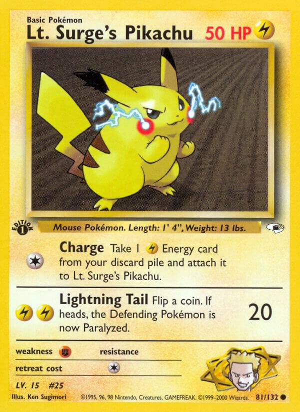 Lt. Surge's Pikachu 081/132 (Gym Heroes)  - 1st Edition