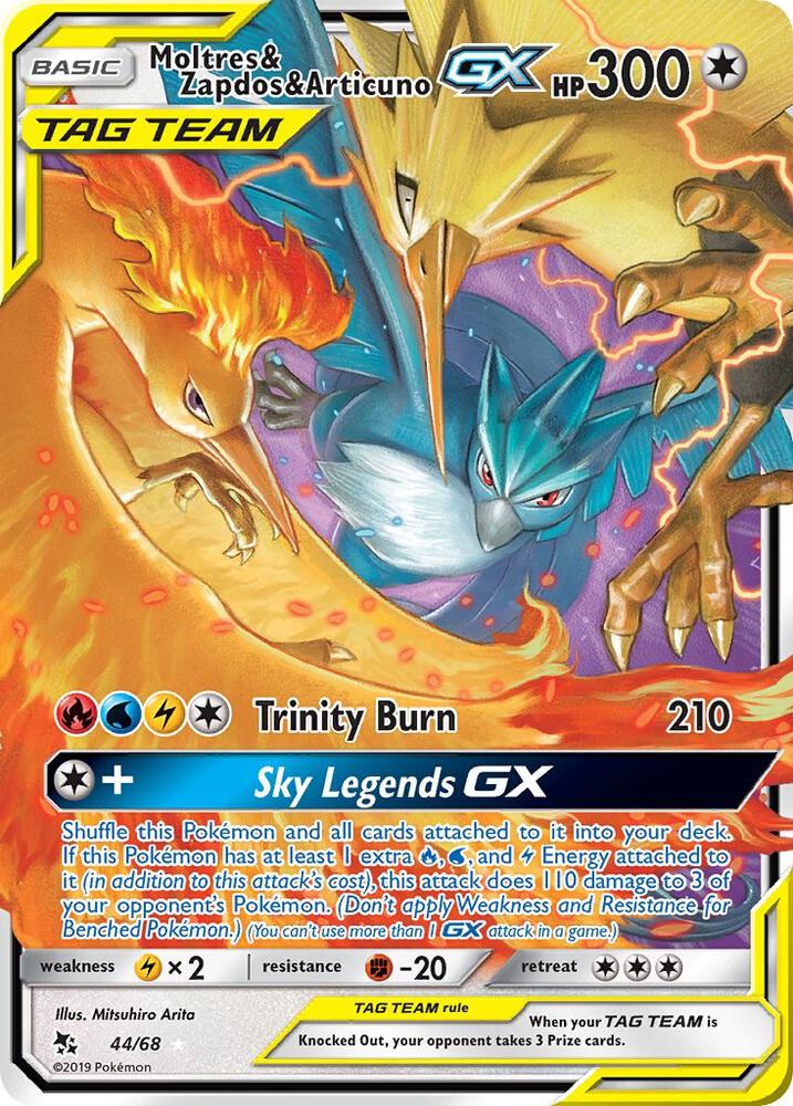 Moltres and Zapdos and Articuno GX 44/68 (Hidden Fates)  - Holofoil