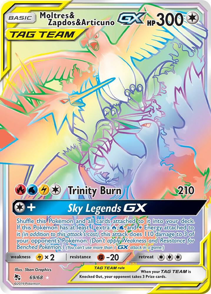 Moltres and Zapdos and Articuno GX Secret 69/68 (Hidden Fates)  - Holofoil