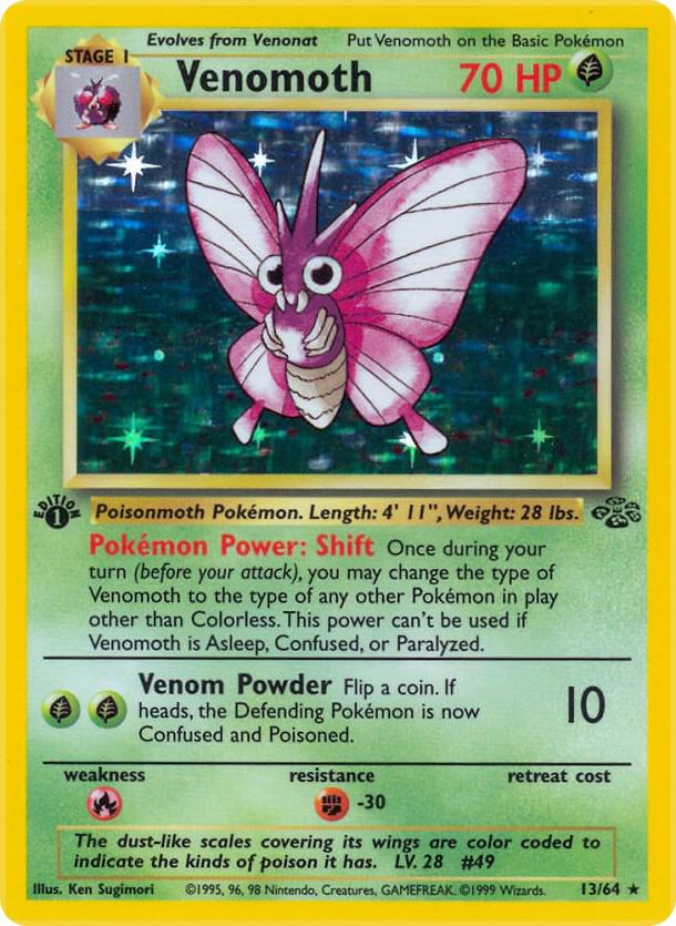 Venomoth  13/64 (Jungle)  - 1st Edition Holofoil