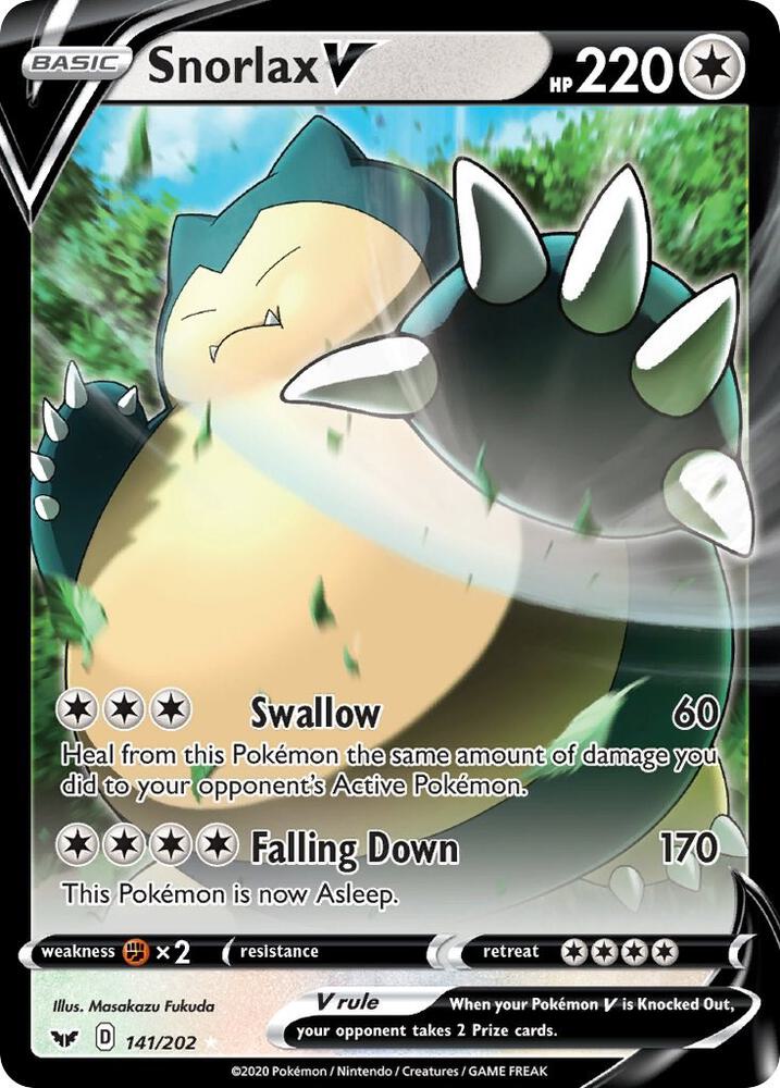 Snorlax V 141/202 (SWSH01: Sword & Shield Base Set)  - Holofoil
