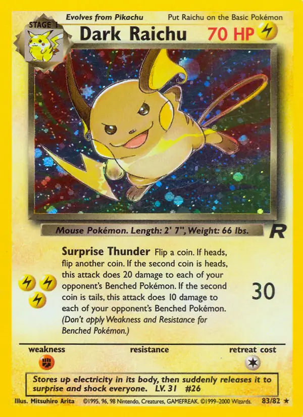 Dark Raichu 83/82 (Team Rocket)  - Unlimited Holofoil