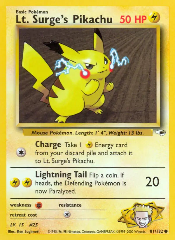 Lt. Surge's Pikachu 081/132 (Gym Heroes)  - Unlimited