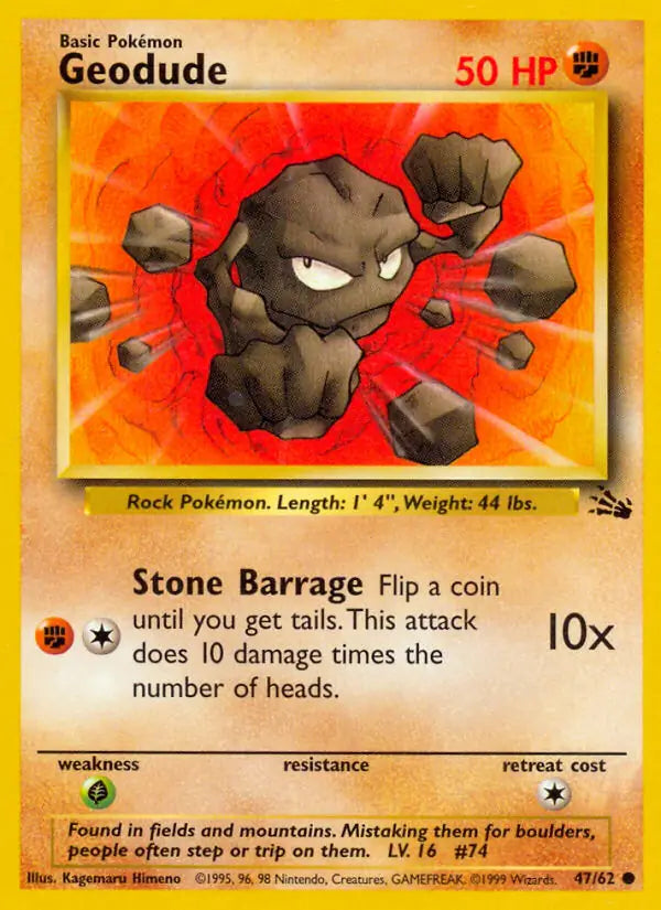 Geodude 47/62 (Fossil)  - Unlimited
