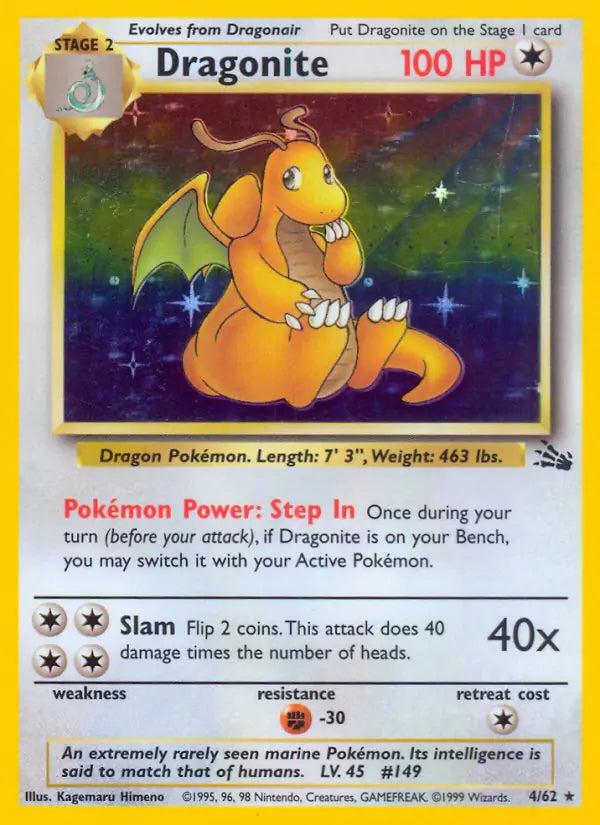 Dragonite 04/62 (Fossil)  - Unlimited Holofoil