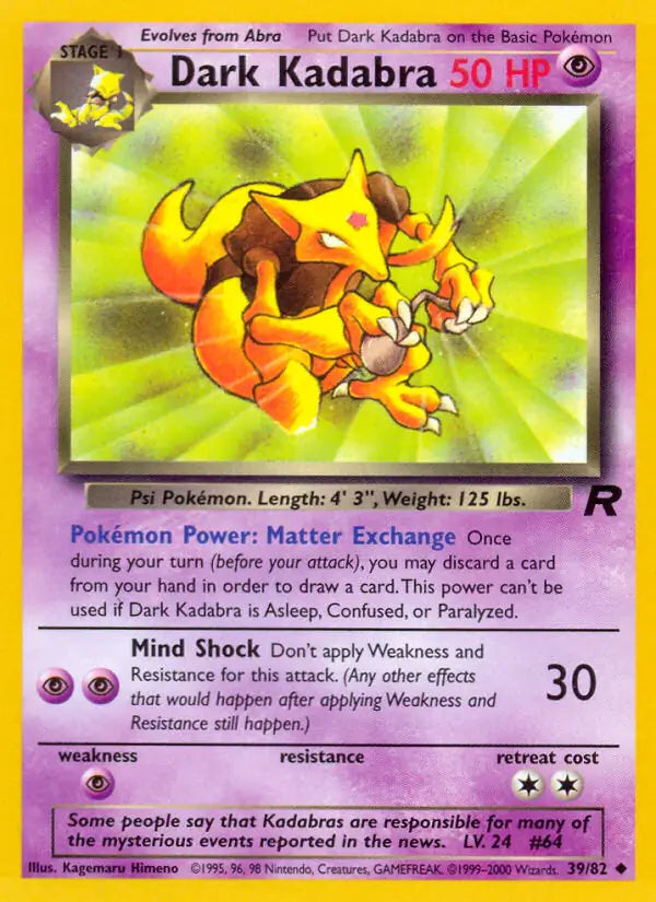 Dark Kadabra 39/82 (Team Rocket)  - Unlimited