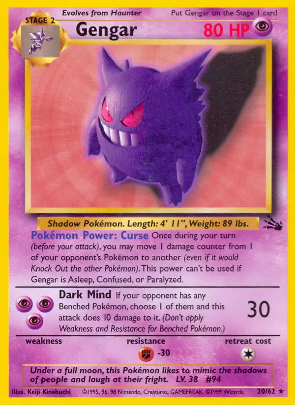 Gengar 20/62 (Fossil)  - Unlimited