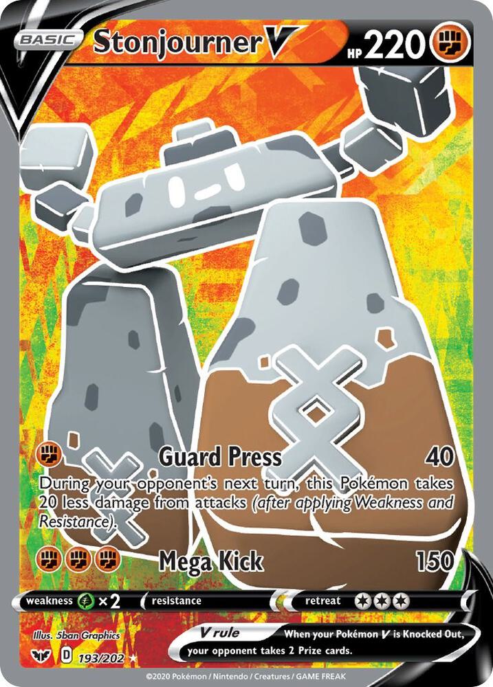 Stonjourner V 193/202 (SWSH01: Sword & Shield Base Set)  - Holofoil