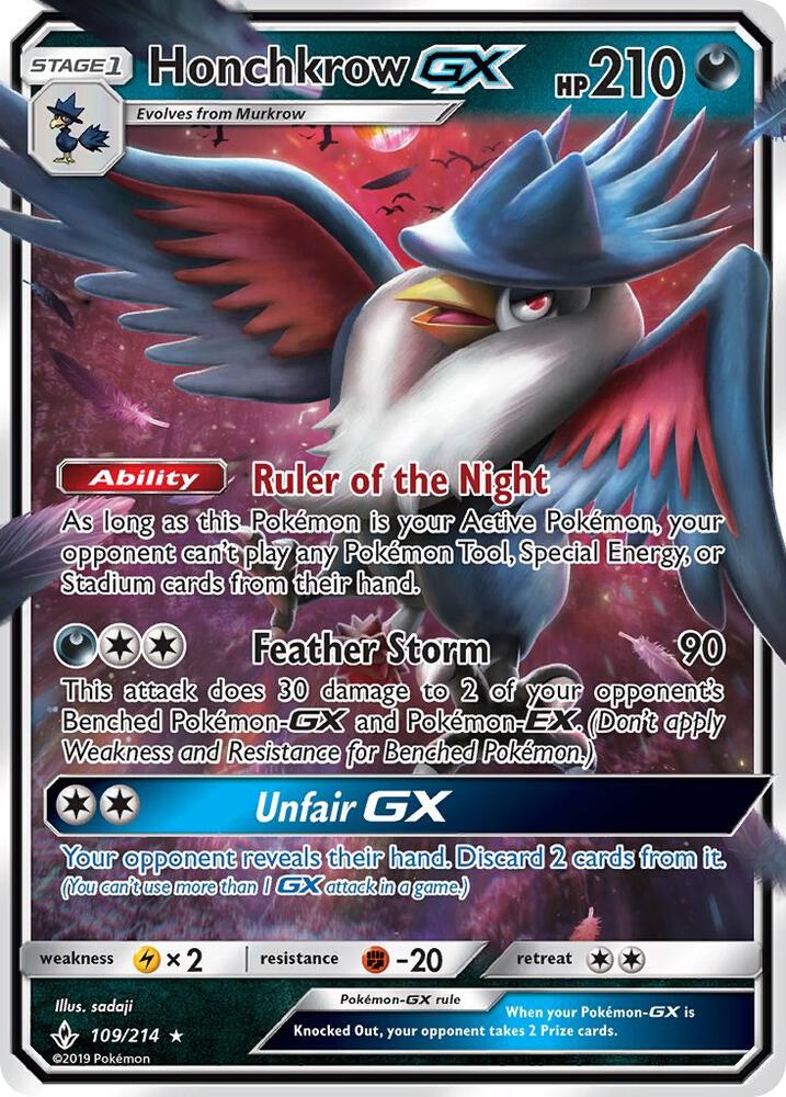 Honchkrow GX 109/214 (SM - Unbroken Bonds)  - Holofoil