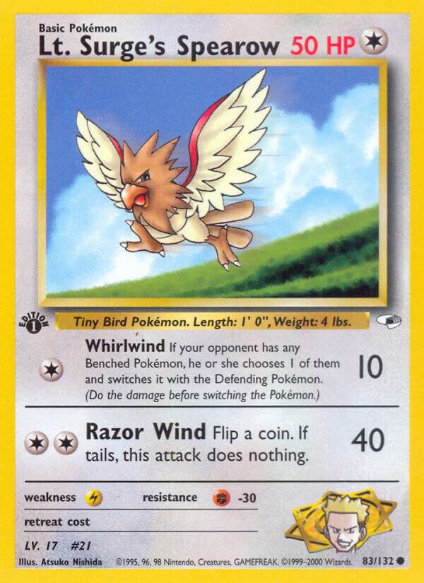 Lt. Surge's Spearow 083/132 (Gym Heroes)  - 1st Edition