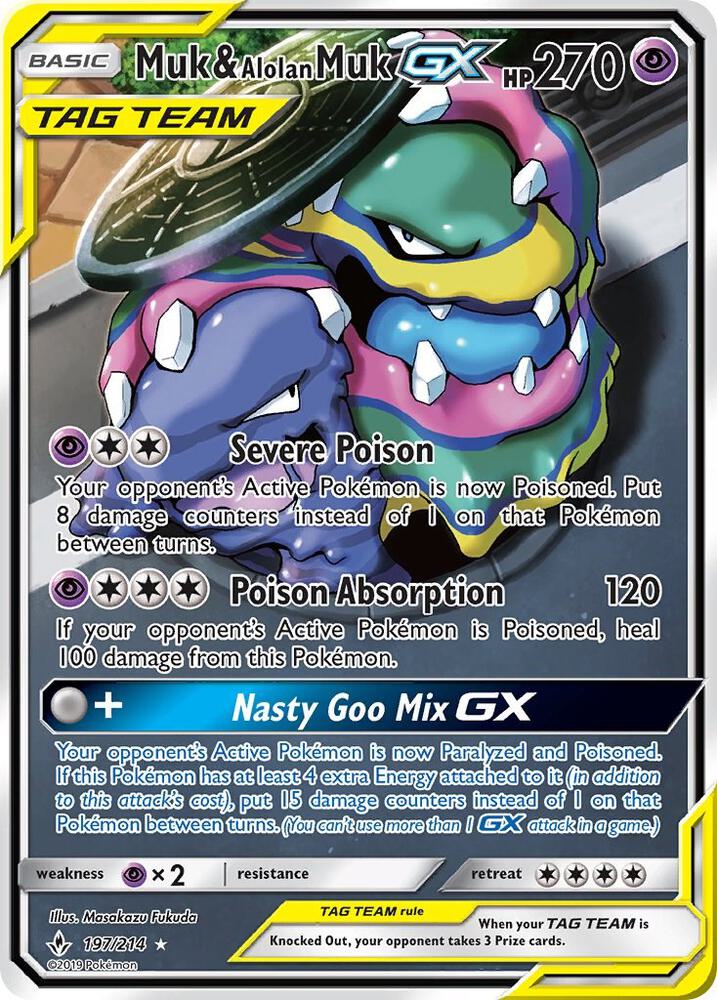Muk & Alolan Muk GX 197/214 (SM - Unbroken Bonds)  - Holofoil