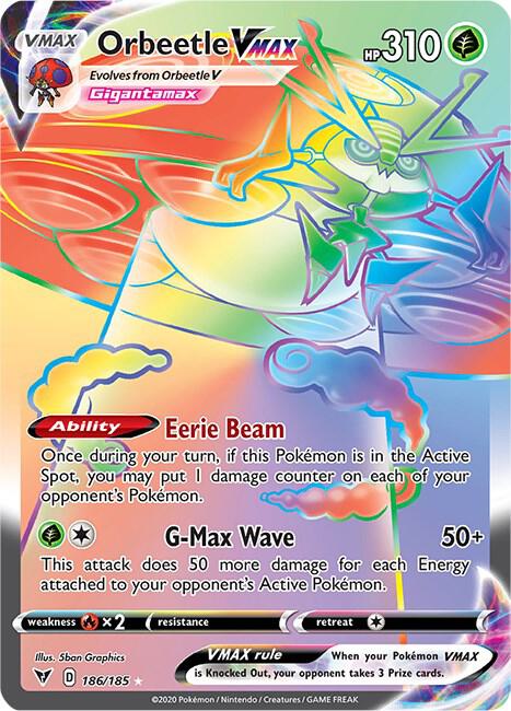 Orbeetle VMAX Secret 186/185 (SWSH04: Vivid Voltage)  - Holofoil