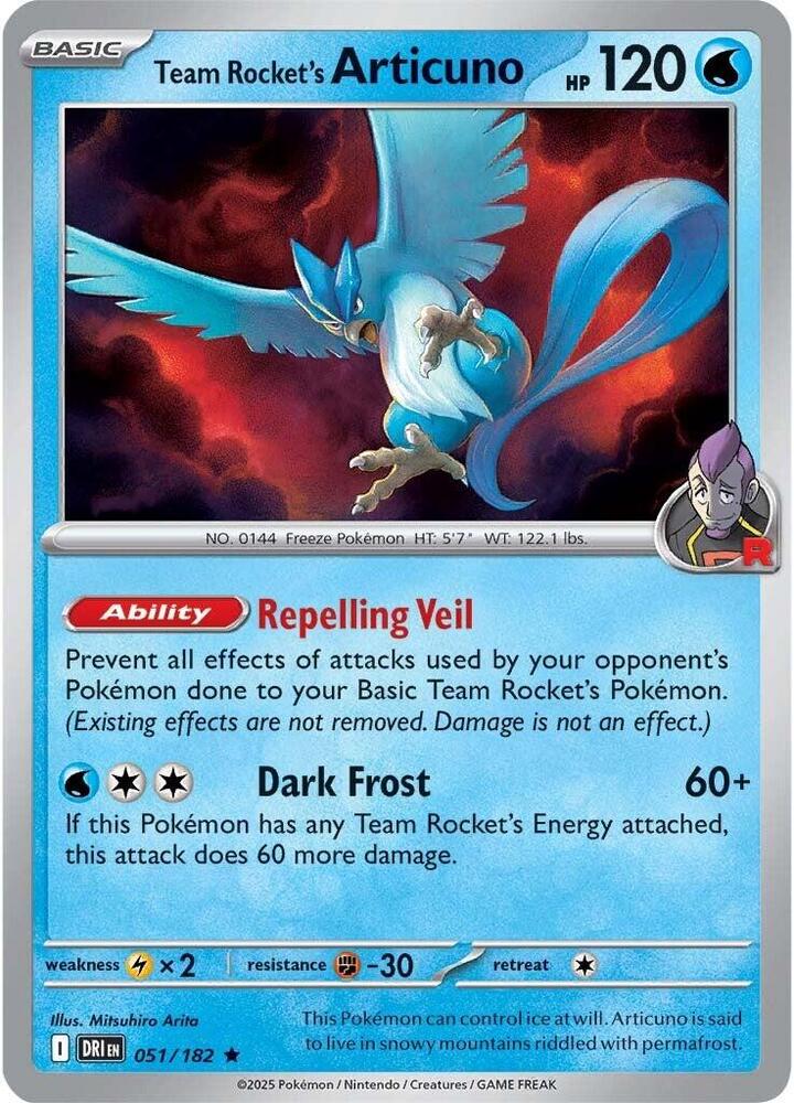 Team Rocket's Articuno Rare SV10: Destined Rivals 051/182 NM