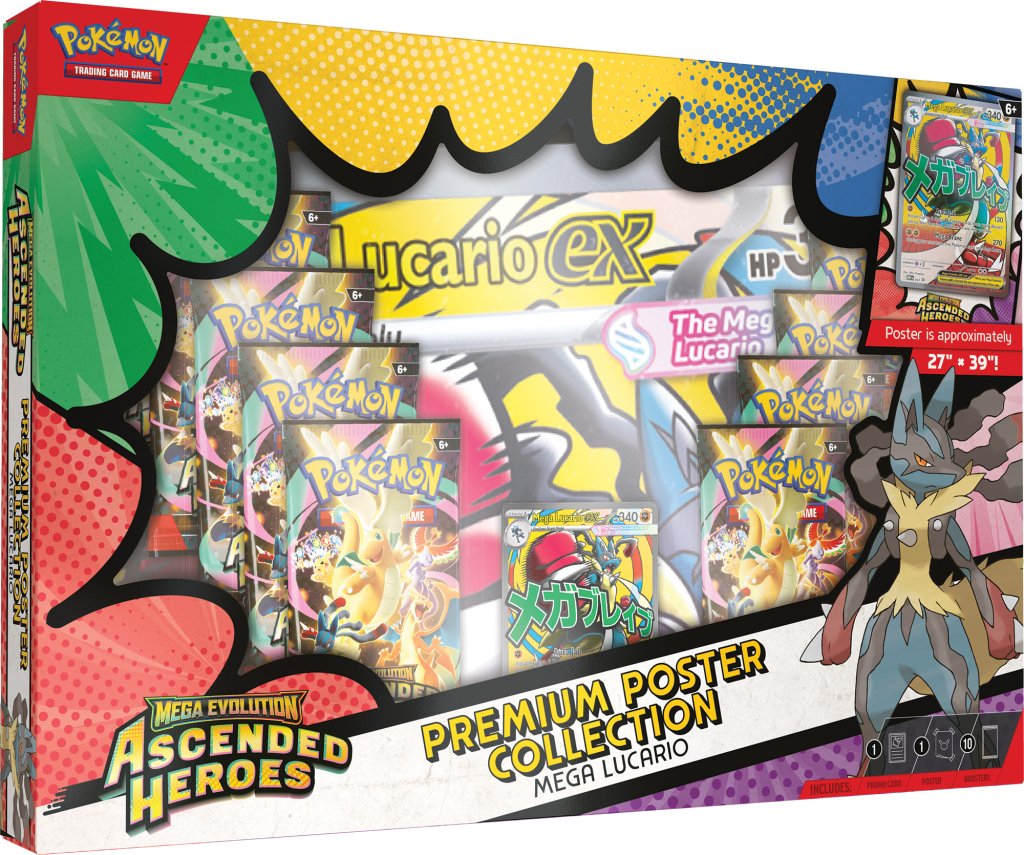 Pokémon TCG: Mega Evolution—Ascended Heroes Premium Poster Collection—Mega Lucario or Mega Gardevoir